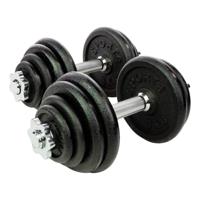 RS Sports Dumbellset l Halterset met gewichten l Totaal 30 kg l 2 stangen