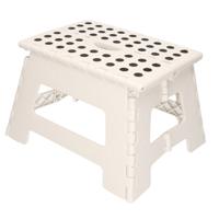 Opvouwbaar opstapje/opstap krukje - wit/grijs - 35 x 28 x 22 cm - makkelijke op te ruimen