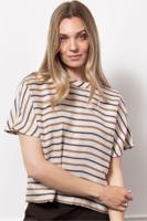 Studio Anneloes Aloise Stripe Top 13078 T-shirt Korte Mouw 1365 Carmamel/ink Blue