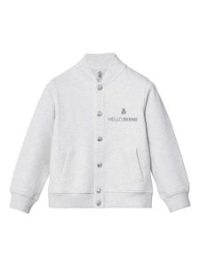 Brunello Cucinelli Kids veste bomber en coton à logo brodé - Blanc