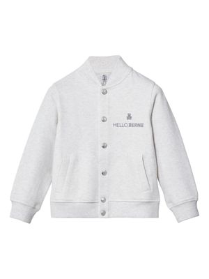 Brunello Cucinelli Kids veste bomber en coton à logo brodé - Blanc