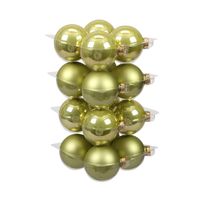 Othmar Decorations Kerstballen - 16x st - salie groen - 8 cm - glas - Kerstbal - thumbnail