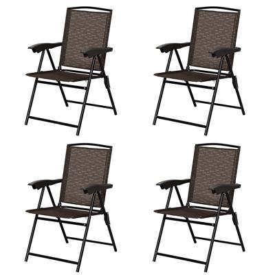 Set van 4 Klapstoelen Tuinstoel met Hoge Rugleuning Klapfauteuil 69 x 54 cm x 90 cm Bruin