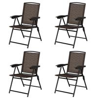 Set van 4 Klapstoelen Tuinstoel met Hoge Rugleuning Klapfauteuil 69 x 54 cm x 90 cm Bruin
