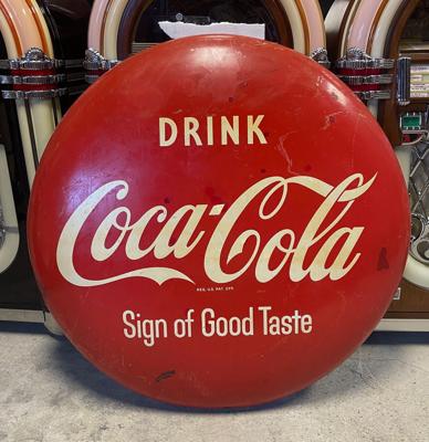 Coca-Cola Grote Metalen Button - 120cm - Origineel