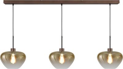 Masterlight 3-lichts hanglampGenua bruin met goud glas Ø 29cm - 2971-15-15-130-3-29
