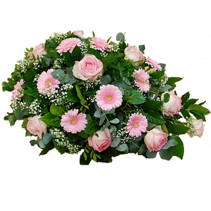 Rouwarrangement roze bloemen