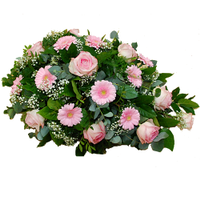 Rouwarrangement roze bloemen - thumbnail