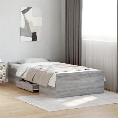 Bedframe met lades bewerkt hout grijs sonoma eiken 90x190 cm