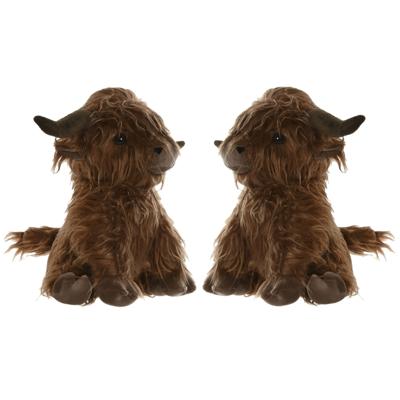 Deurstopper Schotse hooglander koe - 2x - 1,5 kilo - donkerbruin - 29 cm