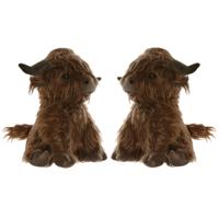Deurstopper Schotse hooglander koe - 2x - 1,5 kilo - donkerbruin - 29 cm