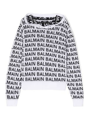 Balmain Kids sweat à logo imprimé - Blanc