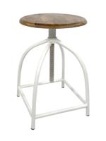 Julia - Drehhocker - reinweiß - mangohout en metaal - 34x75cm