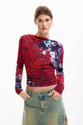 Fijne trui met margrietjes - RED - M