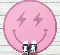 Moderne vinyl tapijt Roze bliksem smiley
