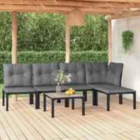 6-delige Loungeset poly rattan zwart en grijs