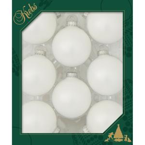 Kerstballen - 8ST - satijn wit - glas - mat - 7 cm - Kerstversiering/kerstdecoratie