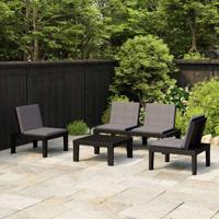 4-delige Loungeset met kussens kunststof grijs