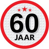 Leeftijdversiering 60 jaar ronde sticker