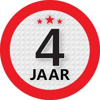 4 jaar leeftijd sticker rond 9 cm verjaardag versiering   -