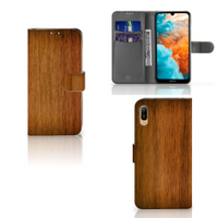 Huawei Y6 (2019) Book Style Case Donker Hout - thumbnail