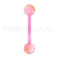 Tongpiercing flexibel marmer roze