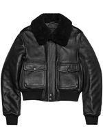 AMI Paris shearling-collar leather jacket - Noir