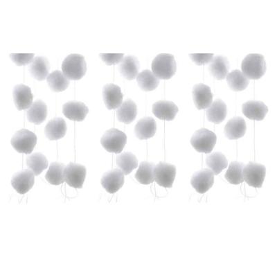 Decoris Sneeuwballen slinger - 3x - wit - 180 cm - sneeuwversiering - Kerstmis decoratie