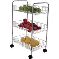 Keuken/badkamer trolley - rvs metaal - zilver - met wielen - 41 x 26 x 63 cm