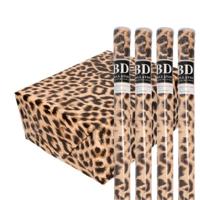 Cadeau Inpakpapier in originele pantervel print - 4x - bruin - 200 x 70 cm - 70 grams - inpakken