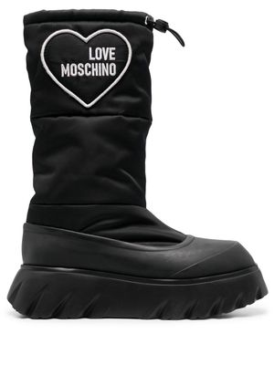 Love Moschino bottes matelassées à patch cœur - Noir