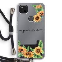 Zonnebloemen: Pixel 4a Transparant Hoesje met koord