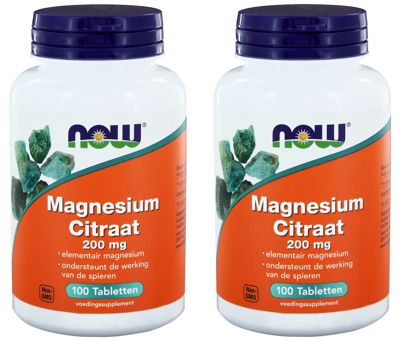 NOW Magnesium Citraat 200mg DUO Tabletten NOW Magnesium Citraat 200mg DUO Tabletten