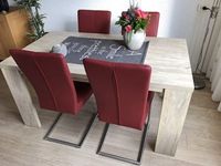 Set van 4 leren eetkamerstoelen - met sledepoot - rood leer - Echt leer, Industrieel, ontdek de vele Leersoorten en Kleuren bij ShopX