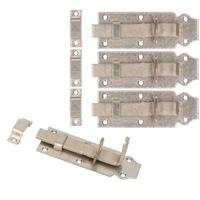 Deltafix schuifslot/hangslotschuif - 4x - 12 x 4.5cm - RVS - deur - schutting - hek - thumbnail