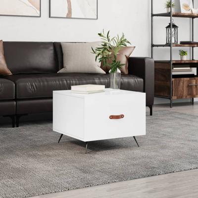 Salontafel 50x50x40 cm bewerkt hout hoogglans wit
