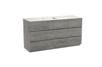 Storke Edge staand badmeubel 150 x 52 cm beton donkergrijs met Mata asymmetrisch linkse wastafel in solid surface