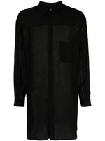 Yohji Yamamoto chemise longue à effet de transparence - Noir