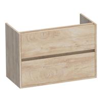 Brauer Adore - Onderkast Ondiep - 80 cm - met 2 Softclose Lades Greeploos en 1 Sifon Uitsparing - Forest Wheat