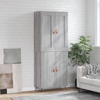 Hoge kast 69,5x34x180 cm bewerkt hout grijs sonoma eikenkleurig