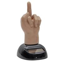 Solar bewegend figuur - Fuck you middelvinger - beige - kunststof - 10 cm - cadeau - award