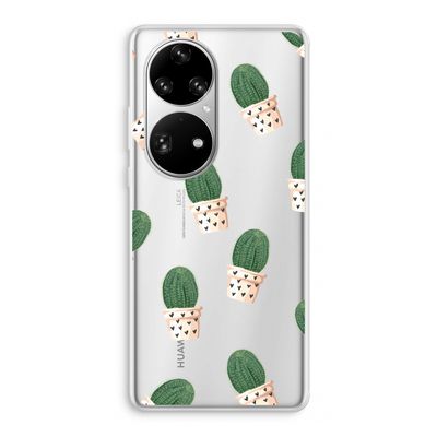 Cactusprint roze: Huawei P50 Pro Transparant Hoesje