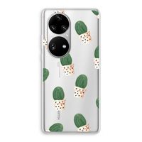 Cactusprint roze: Huawei P50 Pro Transparant Hoesje