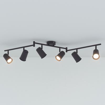 HOFTRONIC™ Riga LED Plafondlamp 6 spots Zwart - Draaibaar en Dimbaar - 6 lichts - GU10 4000K neutraal wit - Plafondspot woonkamer en gang - Opbouw spots verlichting