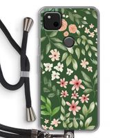 Botanical green sweet flower heaven: Pixel 4a Transparant Hoesje met koord
