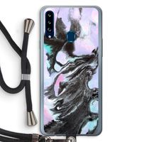 Pastel zwart: Samsung Galaxy A20s Transparant Hoesje met koord