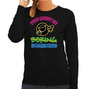 Apres ski sweater voor dames - boarding - zwart - snowboarden - wintersport