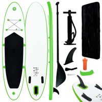 Stand-up paddleboard opblaasbaar groen en wit - thumbnail