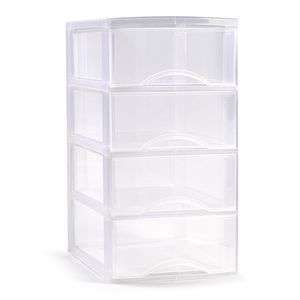 Plasticforte Ladeblokje/bureau organizer 4x lades - transparant? - L26 x B37 x H49 cm