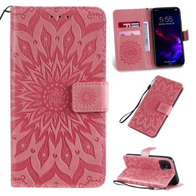 Gedrukt afdrukken zonnebloem patroon horizontale Flip PU lederen case voor iPhone XIR 2019 met houder & kaartsleuven & portemonnee & Lanyard (roze)